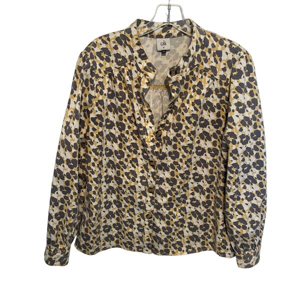 Cabi Providence Shacket Women's Medium Yellow Leopard Print Shirt Jacket 5854 - Picture 2 of 10